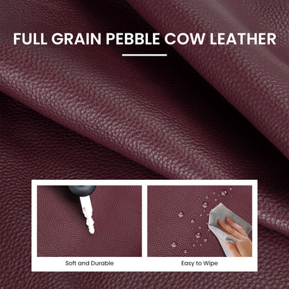 befen Genuine Leather Tote Bags for Women Work, Real Burgundy Leather Shoulder Handbags Zippered Satchel Purses with Adjustable Strap for Casual Shopping Travel, Burgundy