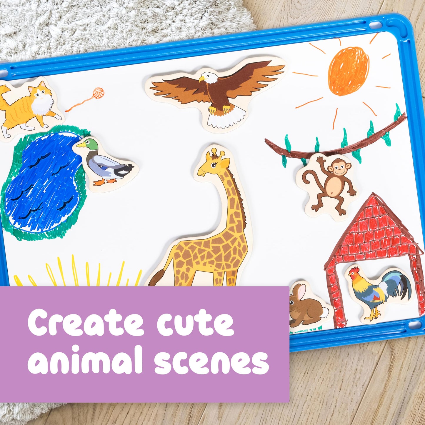 Spark & Wow Wooden Magnets | Animals | Magnets for Kids Ages 2+ | Open-Ended Play | Adhere to Fridges, Whiteboards and More