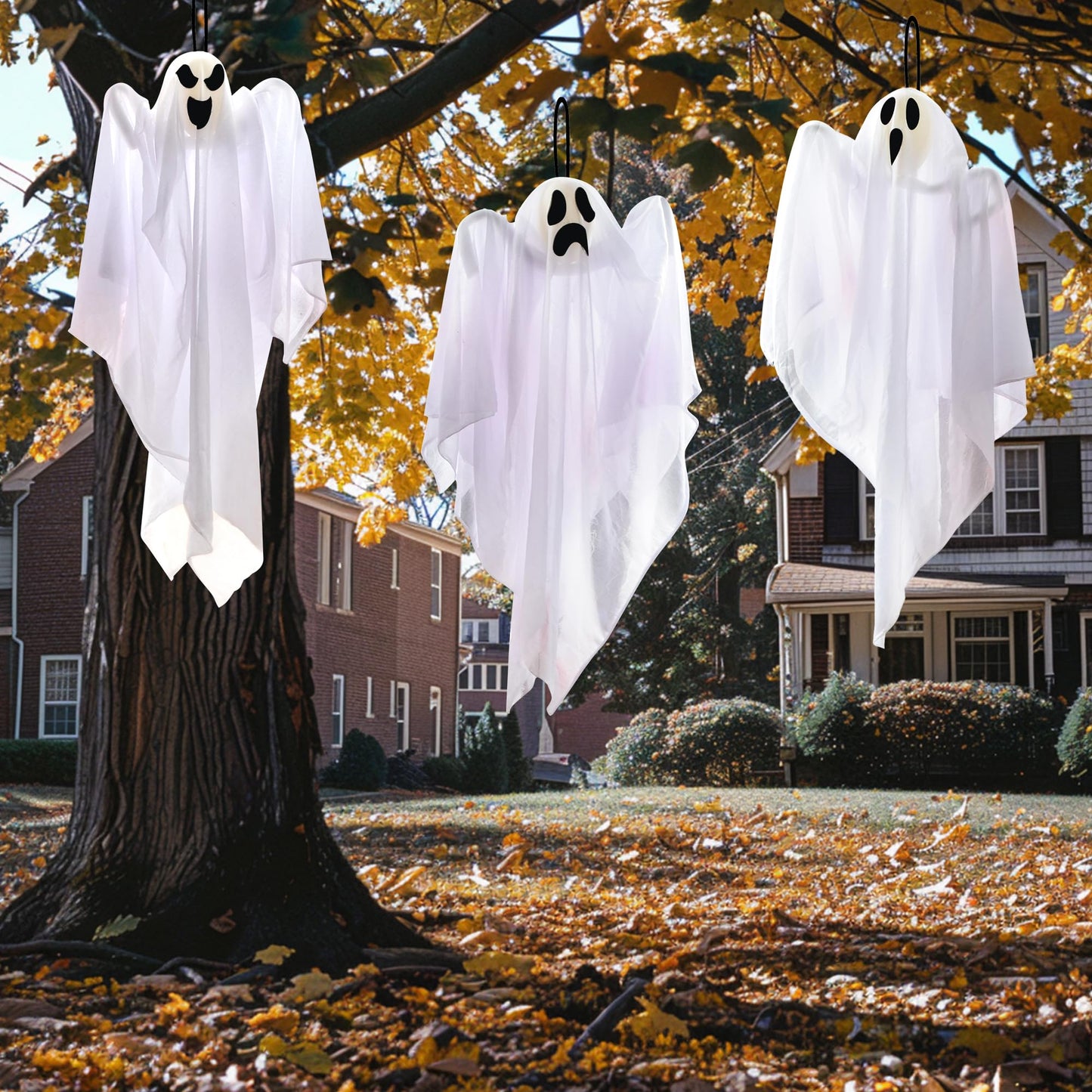 JOYIN 3 PCS Halloween Party Decorations 27.5" Hanging Ghosts, Cute Flying Ghosts for Front Yard Patio Lawn Garden Party Décor and Holiday Decorations