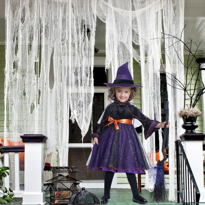 Sunlisky Halloween Creepy Cloth - 1 Pack White- 315x85 Inch Cotton Gauze Fabric - DIY Spooky Decor for Haunted House, Spider Web, Ghost - Indoor Outdoor Halloween Party Decorations