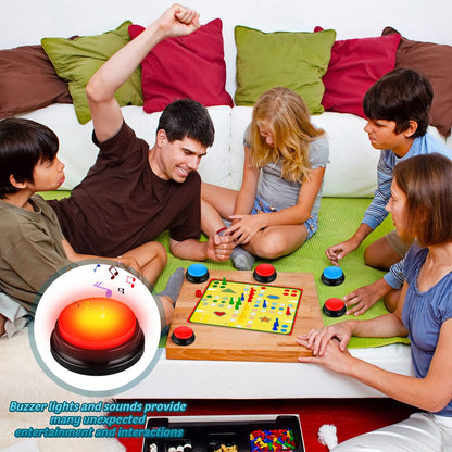 Jerify 12 Packs Recordable Answer Buzzers Learning Recording Sounds and Lights Buzzers Game Show Classroom Communication Buttons for Family Game Study Office Trivia Nights Red Blue