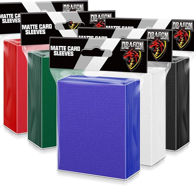 Kitoyz 500Pcs Trading Card Sleeves, Matte Top Loading Sleeves for Standard Cards 2.5Inch X 3.5Inch, Card Protector Sleeves for Baseball Card,Sports Cards,Game Card (5 Colors)