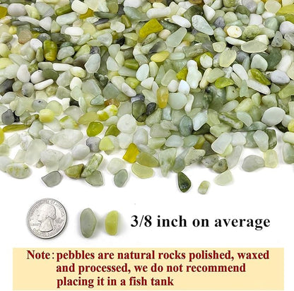 FANTIAN 2 lbs Jade Rocks for Plants Indoor, 3/8 inch Small Pebbles for Indoor Plants, Decorative Rocks for Succulents Cactus Bamboo Vases Landscaping Drainage and Outdoor Garden Rocks