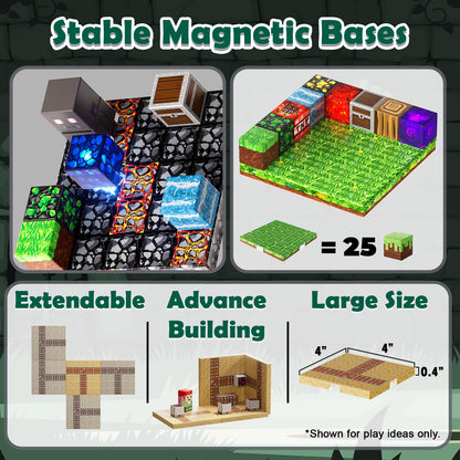 ToyUnited 4-in-1 Magnetic Blocks with 24 Light Up Blocks, 200PCS Magnetic Building Blocks with 8 Base Plates, Screen-Free Magnetic Building Cubes Toy, Christmas Birthday Gifts for Boys Girls Age 3+