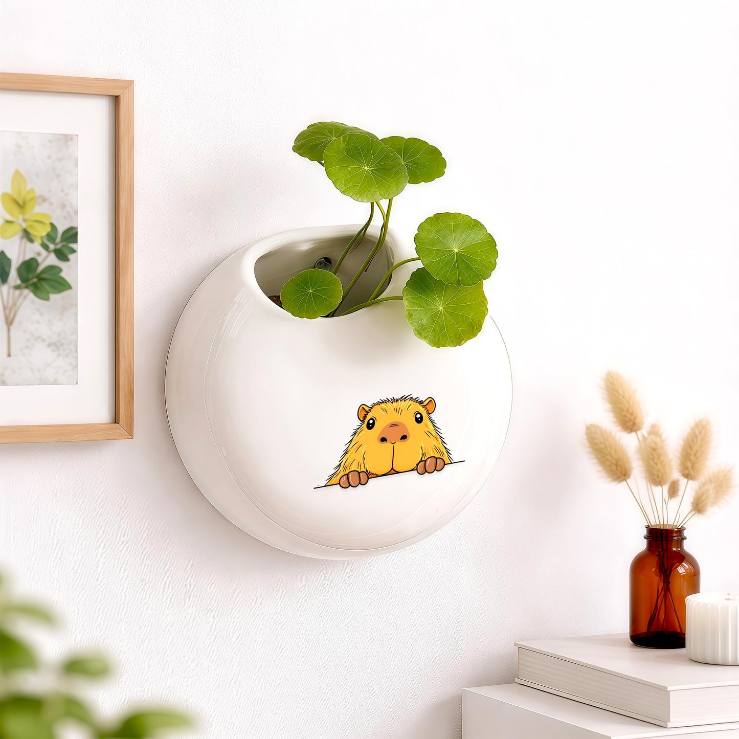 BJDAMAI Capybara Small Wall Planters for Indoor Outdoor Pots Ceramic, Gifts for Women Teens Girls Kids, Capybara Lovers Themed Gifts Decor Stuff Things Items!