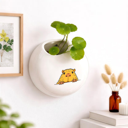 BJDAMAI Capybara Small Wall Planters for Indoor Outdoor Pots Ceramic, Gifts for Women Teens Girls Kids, Capybara Lovers Themed Gifts Decor Stuff Things Items!