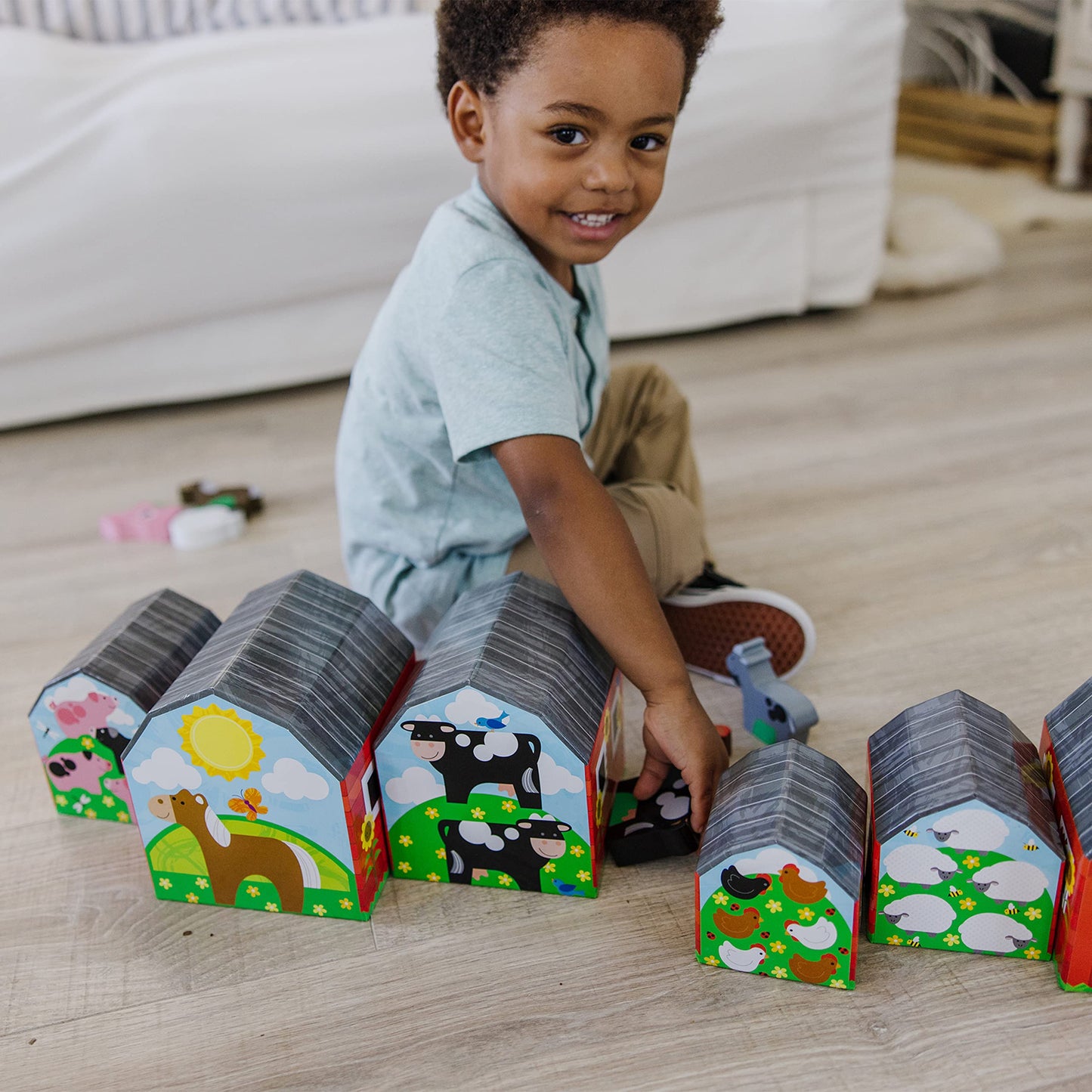 Melissa & Doug Nesting and Sorting Barns and Animals with 6 Numbered Barns and Matching Wooden Animals