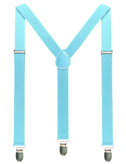 JEMYGINS Baby Blue Mens Suspender with 3 Strong Clips Adjustable Braces(38)