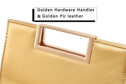 MUDUO eveing Clutch Purse Fashion Faux Leather handbag/shoulder bag (Gold)