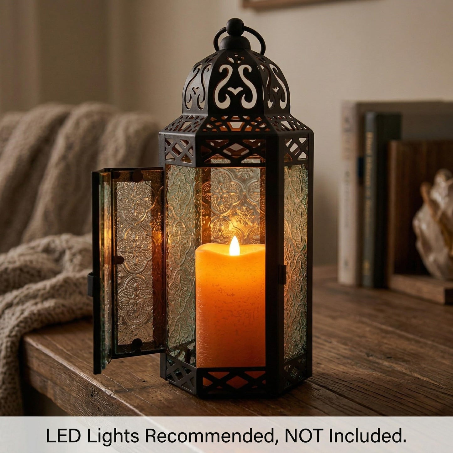 Vela Lanterns Decorative Indoor Moroccan Candle Holder, Clear, M