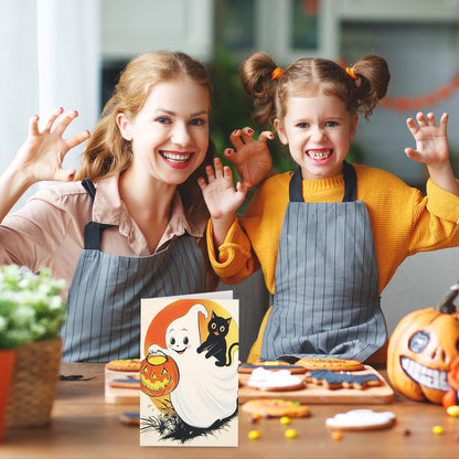 Whaline 33 Pack Halloween Cards Vintage Cartoon Greeting Cards with Envelopes Stickers Glue Stick Blank Note Card for Party Invitations, 4 x 6 Inch