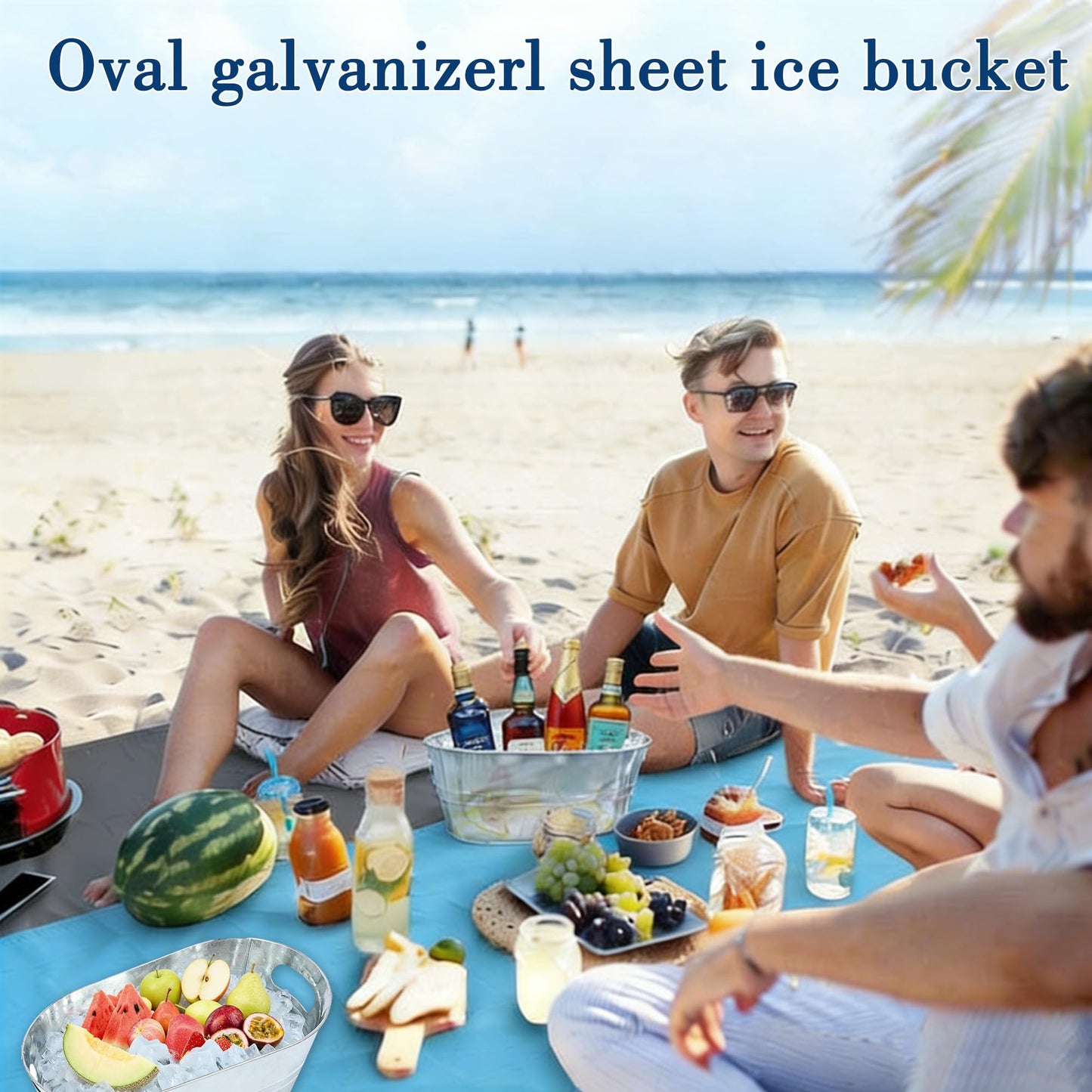 4 Pack 3 Gallon Galvanized Tub, Ice Buckets for Parties, Beverage Tubs for Parties, Metal Drink Buckets for Parties with Carry Handles, Champagne Wine Beer Cooling Tub, Mimosa Bar Supplies