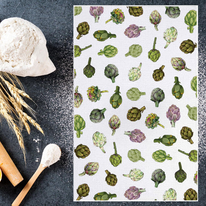 JNIAP Artichoke Kitchen Towel Artichokes Lover Gift Artichoke Queen Gift Artichokes Botanical Dish Towel(greenpurple Plant kt)