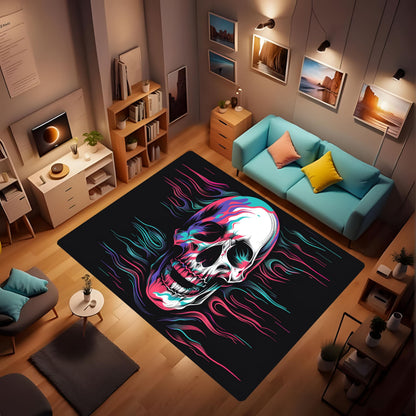 CVDSGEW Gothic Area Rugs, the Mystery and Uniqueness of the Skull, Like a Ghost in the Moonlight, are Thought-provoking. Non-Slip Soft Home Decor Skulls Print Black Game Room mat 2' x 3'