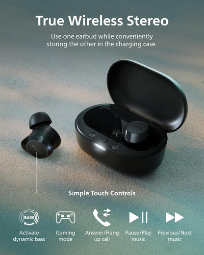 Philips TAT1219 True Wireless Bluetooth Earbuds - 18 Hours Play Time, Dynamic Bass, Clear Calls, IPX4 Water Resistant, Black