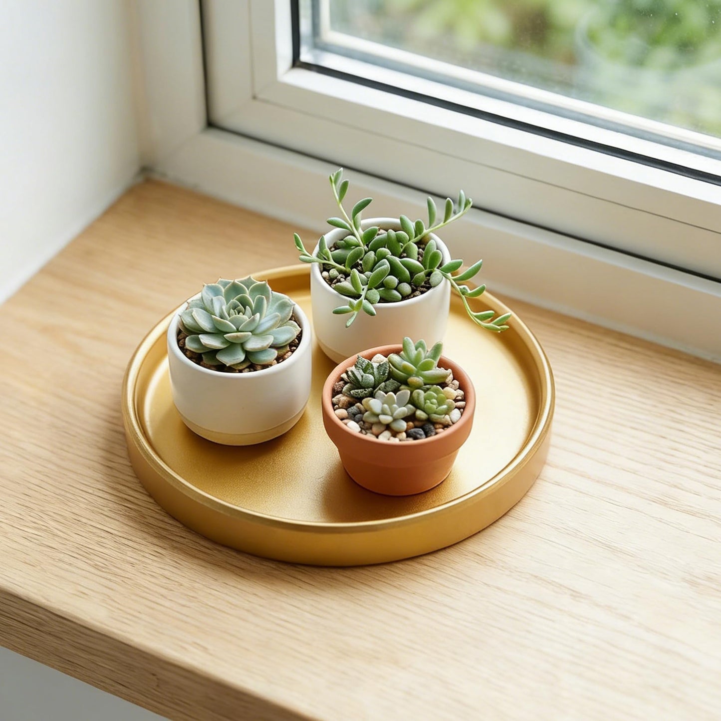 Miayon 4 Pack Ceramic Plant Saucer Tray 4.72 Inch Round Flower Pot Drip Trays for Indoor Outdoor Plants Succulents