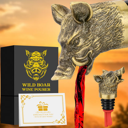 LULLEA Wild Boar Head 2-In-1 Wine Aerator Bottle Pourer and Stopper for Men Women, Hunting Gifts for Hunters, Liquor Bottle Pourers Spout for Alcohol Spirits, Wine Gifts Accessories