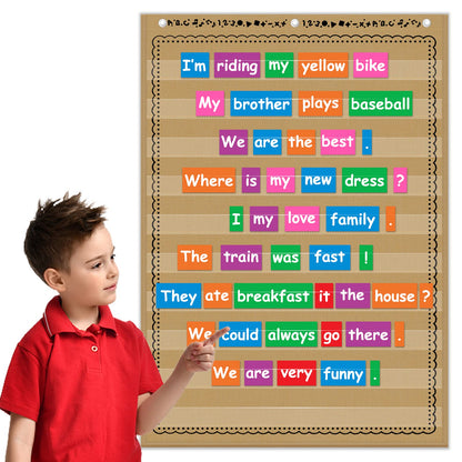 EAMAY Standard Pocket Charts, Clear 10 Pocket Chart for Teacher Lessons in a Classroom or Home Use – Fits Standard 3” Sentence Strips and Word Cards, Brown