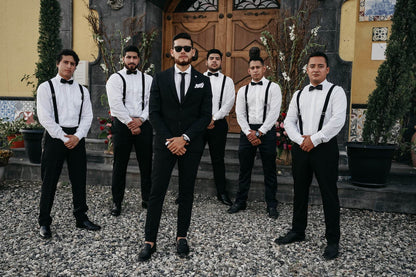 HISDERN Mens Suspenders X-Back 1.4'' Adjustable Elastic Strong Clips Suspenders Black Suspenders for Men Casual&Formal Leather Braces Wedding Party