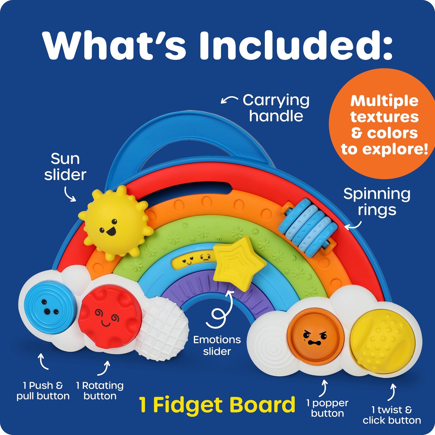 Learning Resources Rainbow Busy Board - Montessori Busy Board, Toddler Sensory Toys, Boy and Girl Travel Toys for Toddlers, Fine Motor Toy, Sensory Toddler Travel Activities, Educational Gifts