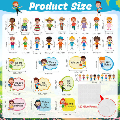 HIQINLUG Diversity Strength Bulletin Board Decorations Set - Diversity Classroom Decor, Multicultural Bulletin Board, Earth Day Classroom Decor, Paper Cutouts, Wall Art