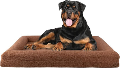 Orthopedic Dog Bed - 45in Large Dog Bed with Supportive Bolster, Nonslip Bottom, and Removable Washable Cover - Memory Foam Pet Beds for Large Dogs - Dog Products by PETMAKER (Brown)