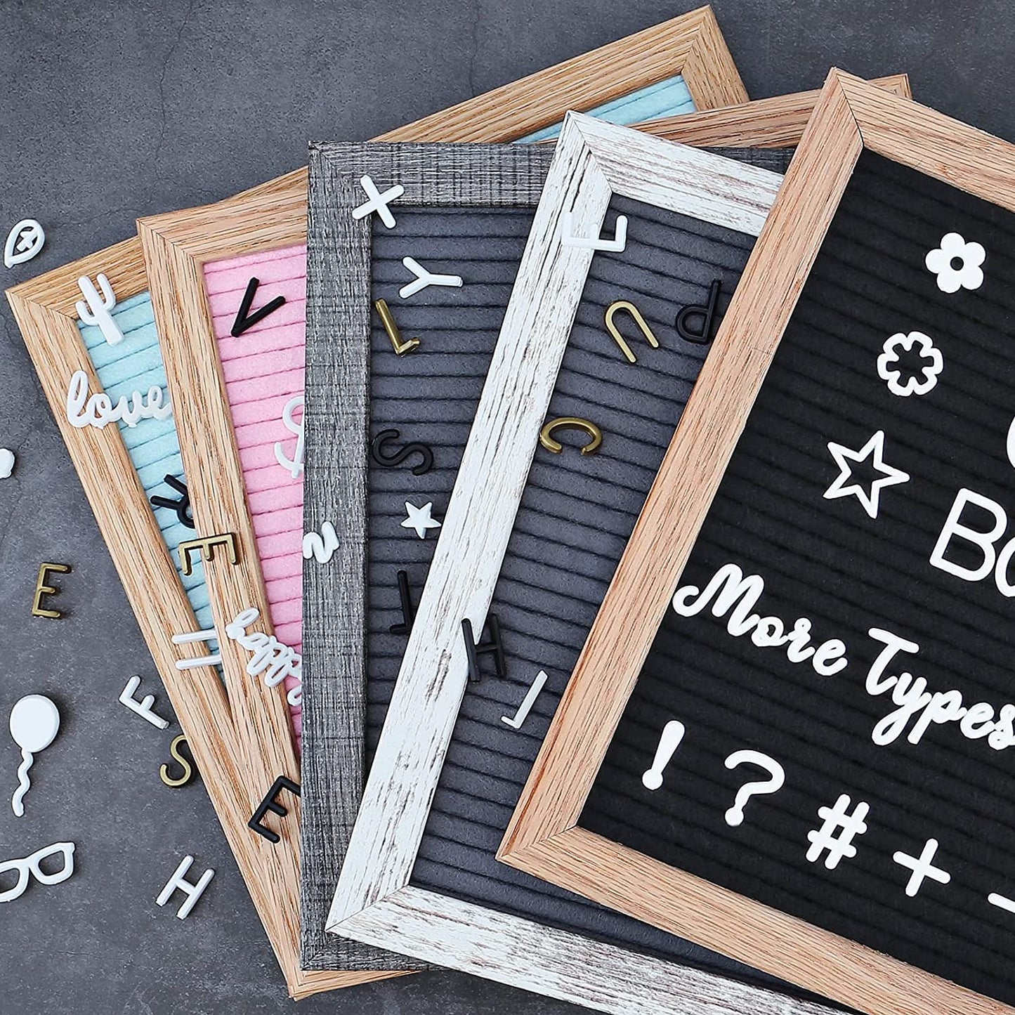 Grey Changeable Felt Letter Board, 10x10 Inch, 725 Pre-Cut & Sorted Letters, First Day of School, Classroom Decor, Message Sign