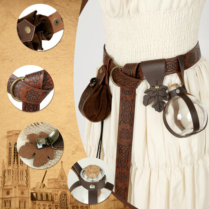 CICOCI Renaissance Accessories Belt Women Skirt Hikes Viking Steampunk Men Medieval Renaissance Costume Belt Bottle Coin Purse