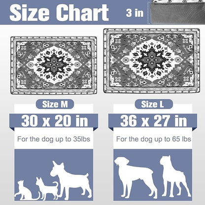 EXPAWLORER Dog Bed Small Medium Size Dogs, Waterproof Orthopedic Pet Mattress with Removable Washable Cover Non-Slip Bottom Zipper & Carry Handles, Comfy Thick Egg Crate Foam Beds Sofa 30x20x3in Grey