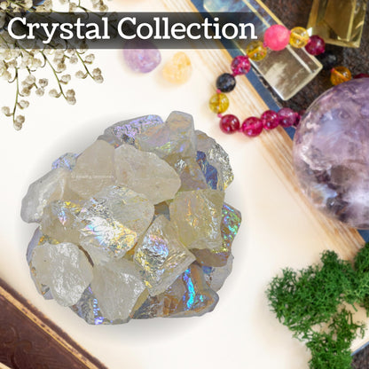 Amazing Gemstone Angel Aura Quartz Raw Crystals and Healing Stones, Natural Rocks for Meditation - DIY Raw Stones and Crystals, 2 Pieces