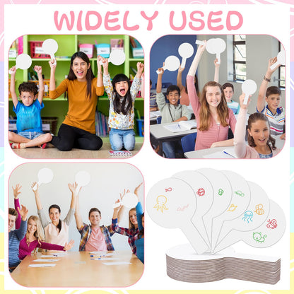 18 PCS Dry Erase Answer Paddles, Handheld Double Sided Paddles Mini White Boards with 18 Black Markers 6 Erasers, Dry Erase Signs for Classroom Teaching Office Meeting Voting Bridal Shower Games