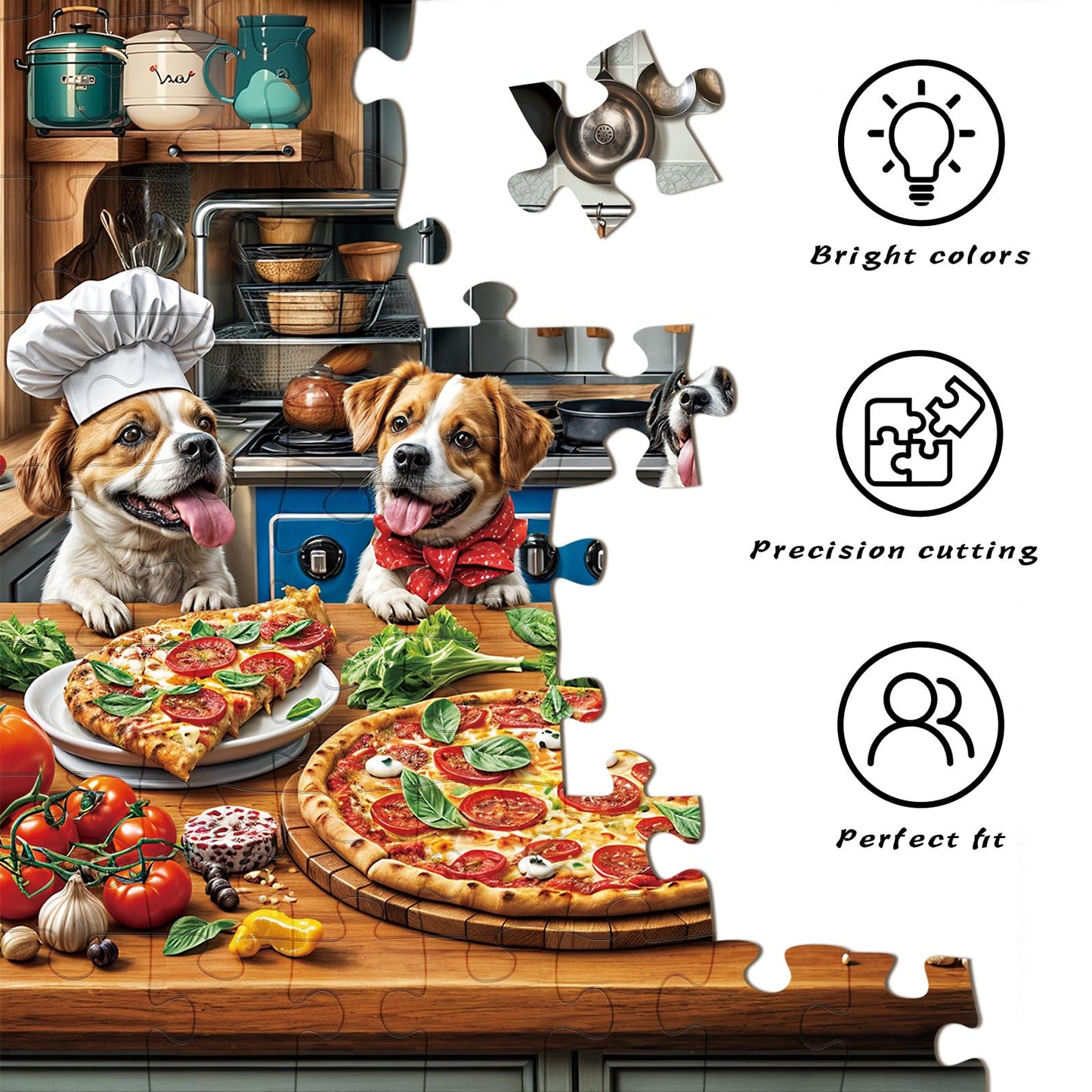 TangMosaic Funny Dog Pizza Jigsaw Puzzle, 1000 Piece Puzzle for Adults, Food Kitchen Puzzles, Animal Pet Lover Challenging Puzzles, Interlock Perfectly No Dust, Gifts for Mother's Father's Day