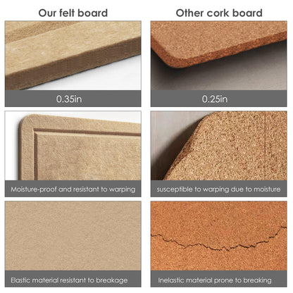 Bulletin Board, 24 x 18 inches Decorative Felt Pin Board, Cork Board Alternative for Wall, Foldable Photo Board with 20 Pushpins - Desert Brown