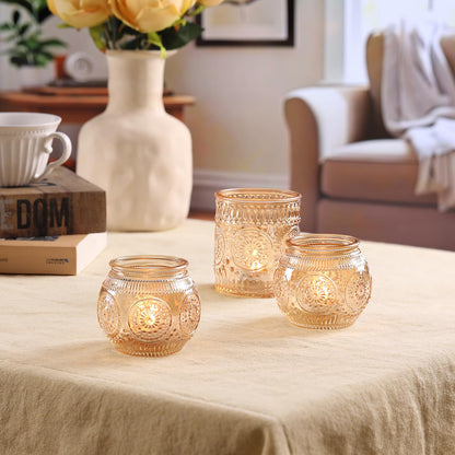 DARJEN Gold Votive Candle Holders- 10Pcs Glass Tealight Candle Holder, Size Upgrade Design for Home Decor, Elegant Candle Holder for Party & Dinner Table Centerpieces, Living Room Decor Gifts