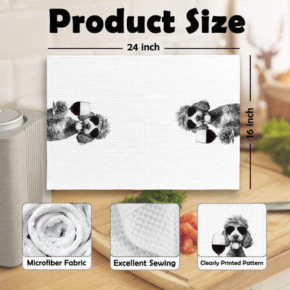 XPH Funny Poodle Wine Bar Kitchen Dish Towels, Poodle Lovers Gifts, Dog Mom Dad Lover Gifts for Women Men Hand Towels Kitchen Tea Towel Decorations, 16x24inch Set of 2