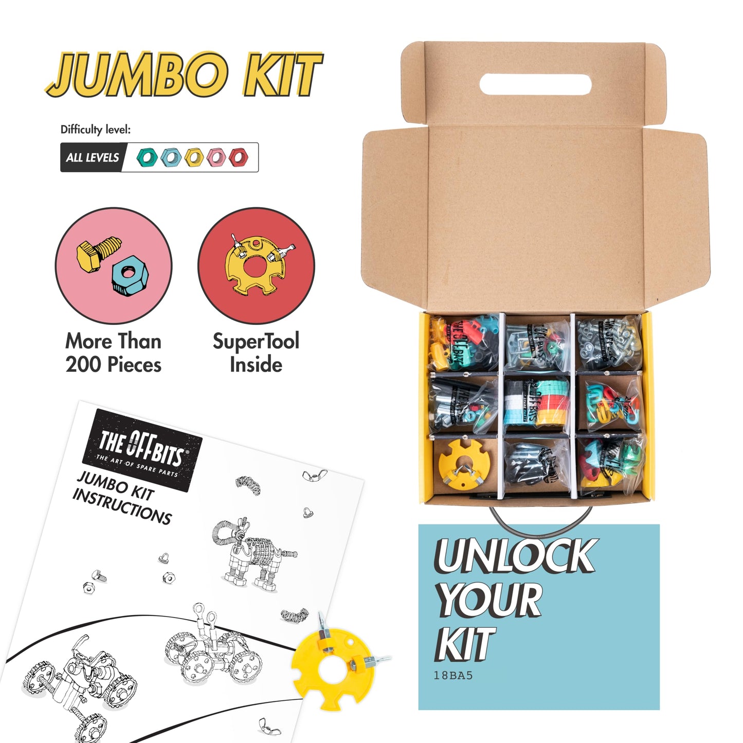 The Off Bits Educational STEM Toys for 6+: Robot Toy Building Sets, 3-in-1 Engineering Kit for Boys and Girls, Build Your Own STEM Building Toys with Endless Possibilities (Jumbo Kit)