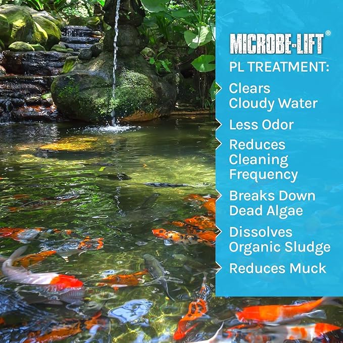 MICROBE-LIFT PL Pond Bacteria and Outdoor Water Garden Cleaner, Safe for Live Koi Fish, Plant Life, and Decor, 2.5 Gallons