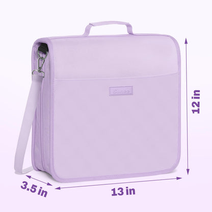 SUNEE Zipper Binder 3 Ring, 3 Inch O-Ring with Handle and Shoulder Strap, 600-Sheet Capacity, 5-Tab Expanding File Folder, Multi-Pockets for Middle School Organizer Binder with Zipper, Lavender Purple