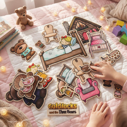 Peryiter 24 Pack Goldilocks and The Three Bears Felt Board Story Sets Precut Flannel Board Figures Stories for Preschool Toddlers Stories Play Activity