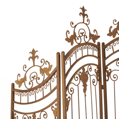 Deco 79 Metal Partition Room Divider Screen Hinged Foldable Arched Partition 5 Panel Privacy Screen with Relief Acanthus Design, Room Partition 80" x 1" x 80", Bronze