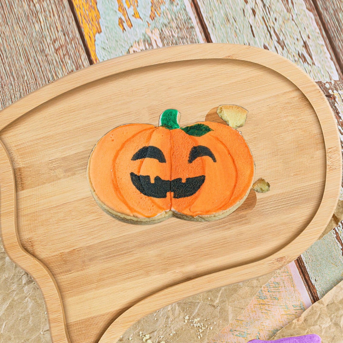 Whaline 2Pcs Halloween Charcuterie Board Pumpkin Ghost Serving Trays Bamboo Cheese Platter Tray Appetizer Boards Party Serving Platters for Home Party Dinnerware Supplies