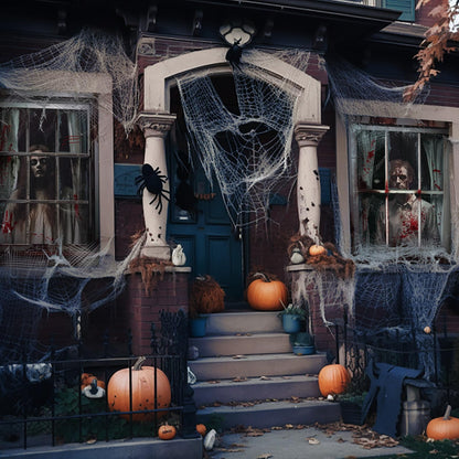 Newwiee 2 Pcs Scary Halloween Curtain Window Silhouette Cover Decoration Theme Poster for Indoor Outdoor Party Wall Door(Blood Ghost)