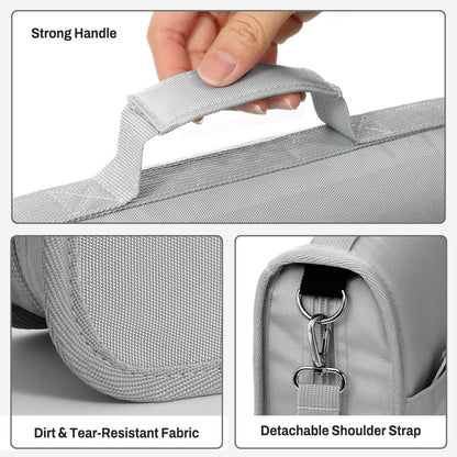 SUNEE Zipper Binder 3 Ring, 3 Inch O-Ring with Handle and Shoulder Strap, 600-Sheet Capacity, 5-Tab Expanding File Folder, Multi-Pockets for Middle School Organizer Binder with Zipper, Light Grey