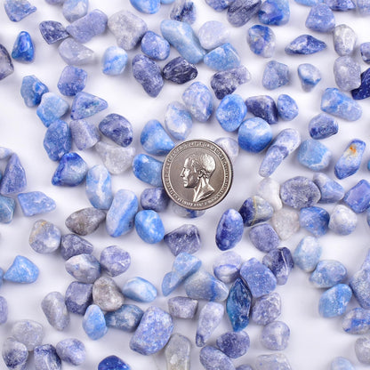 SigMntun Polished Blue Aventurine Crystal Chips 200 Pcs - 0.3" 10 oz Tumbled Stone Chips Crushed Sea Glass Stones Healing Reiki Crystal Making Home Decoration