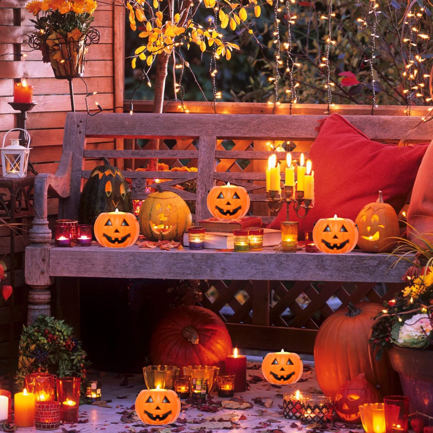 STOBOK Halloween Pumpkin Bucket - 8pcs Trick or Treat Children Portable Plastic Candy Buckets Jack O Lanterns - Desktop Decoration Candlestick Candy Holder Pail Party Favor Basket Party Supplies