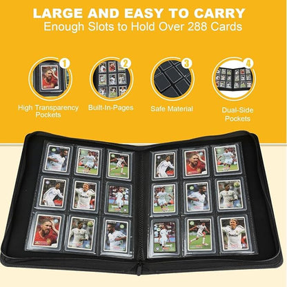 Toploader Binder,Toploader Hard Cases, 9-Pocket Pages Sleeves Hold up 288 Cards.Toploader Card Binder with Sleeves for “3×4” rigid，Card Holder(blue)