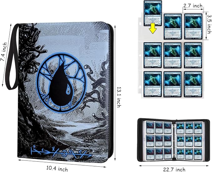 9 Pocket Card Binder, 720 Double Sided Pocket Trading Card Binder, Premium PU Card Collector Album,Card Folder for MTG/YGO/PTCG/Game Cards(Blue)