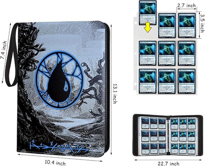 9 Pocket Card Binder, 720 Double Sided Pocket Trading Card Binder, Premium PU Card Collector Album,Card Folder for MTG/YGO/PTCG/Game Cards(Blue)