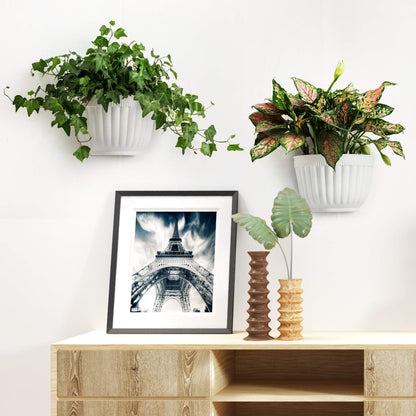 5 Pack Resin Wall Hanging Planter Pot Vertical Garden Living Wall Mount Window Hang Indoor Outdoor Plant Flower Basket for Kitchen Herbs Balcony Railing Shelf Fence Bedroom Trellis Decor Modern White