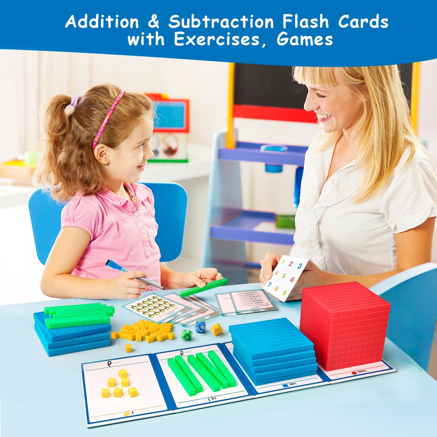 stochastic box Base Ten Blocks Plastic for Math Manipulatives Kindergarten Early Counting MathToy for 1st Grade Homeschool